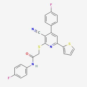 2-{[3-cyano-4-(4-fluorophenyl)-6-(2-thienyl)-2-pyridinyl]sulfanyl}-N-(4-fluorophenyl)acetamide