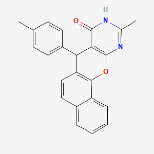 molecular formula C23H18N2O2 B8073036 10-methyl-7-(4-methylphenyl)-7,9-dihydro-8H-benzo[7,8]chromeno[2,3-d]pyrimidin-8-one 