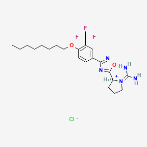 molecular formula C22H31ClF3N5O2 B8073074 [(2S)-2-[3-[4-octoxy-3-(trifluoromethyl)phenyl]-1,2,4-oxadiazol-5-yl]pyrrolidin-1-ium-1-ylidene]methanediamine;chloride 