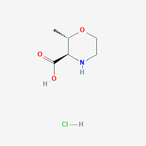 molecular formula C6H12ClNO3 B8073153 (2S,3R)-2-Methylmorpholine-3-carboxylic acid hydrochloride 