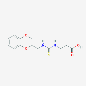 molecular formula C13H16N2O4S B8073282 3-(2,3-Dihydro-1,4-benzodioxin-3-ylmethylcarbamothioylamino)propanoic acid 