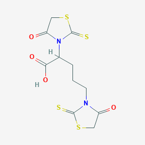 molecular formula C11H12N2O4S4 B8073328 2,5-Bis(4-oxo-2-sulfanylidene-1,3-thiazolidin-3-yl)pentanoic acid 