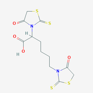 2,6-Bis(4-oxo-2-sulfanylidene-1,3-thiazolidin-3-yl)hexanoic acid