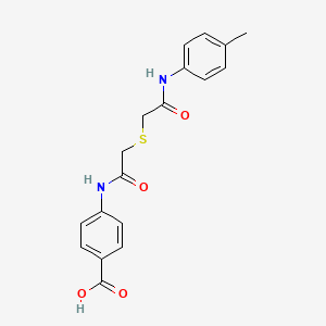 molecular formula C18H18N2O4S B8073341 4-[[2-[2-(4-Methylanilino)-2-oxoethyl]sulfanylacetyl]amino]benzoic acid 