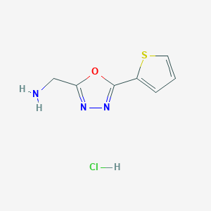 molecular formula C7H8ClN3OS B8073397 (5-Thiophen-2-yl-1,3,4-oxadiazol-2-yl)methanamine;hydrochloride 