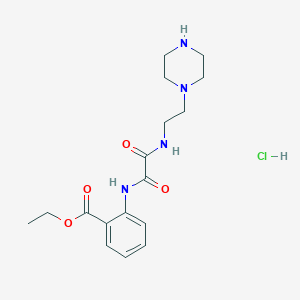 molecular formula C17H25ClN4O4 B8073443 Ethyl 2-[[2-oxo-2-(2-piperazin-1-ylethylamino)acetyl]amino]benzoate;hydrochloride 