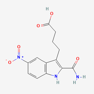 molecular formula C13H13N3O5 B8073463 4-(2-carbamoyl-5-nitro-1H-indol-3-yl)butanoic acid 