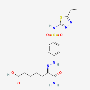 (6Z)-7-amino-6-[[4-[(5-ethyl-1,3,4-thiadiazol-2-yl)sulfamoyl]phenyl]hydrazinylidene]-7-oxoheptanoic acid