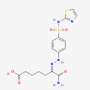 (6Z)-7-amino-7-oxo-6-[[4-(1,3-thiazol-2-ylsulfamoyl)phenyl]hydrazinylidene]heptanoic acid