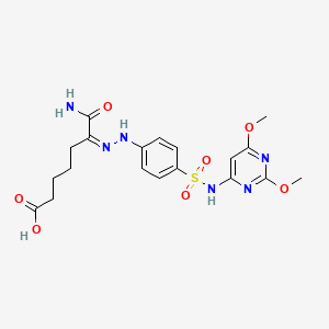 molecular formula C19H24N6O7S B8073479 (6Z)-7-amino-6-[[4-[(2,6-dimethoxypyrimidin-4-yl)sulfamoyl]phenyl]hydrazinylidene]-7-oxoheptanoic acid 