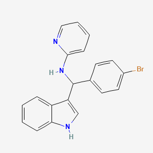 molecular formula C20H16BrN3 B8073487 N-[(4-bromophenyl)-(1H-indol-3-yl)methyl]pyridin-2-amine 