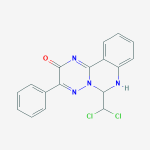 molecular formula C17H12Cl2N4O B8073513 6-(Dichloromethyl)-3-phenyl-6,7-dihydro-[1,2,4]triazino[2,3-c]quinazolin-2-one 