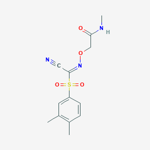 (1E)-1-(3,4-dimethylphenyl)sulfonyl-N-[2-(methylamino)-2-oxoethoxy]methanimidoyl cyanide