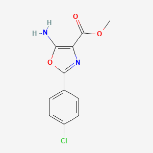 molecular formula C11H9ClN2O3 B8073650 Methyl 5-amino-2-(4-chlorophenyl)-1,3-oxazole-4-carboxylate 