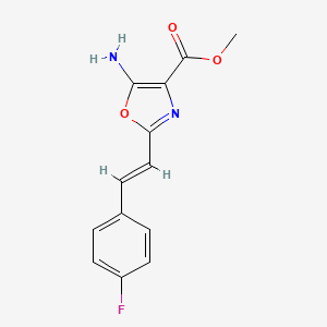 molecular formula C13H11FN2O3 B8073671 methyl 5-amino-2-[(E)-2-(4-fluorophenyl)ethenyl]-1,3-oxazole-4-carboxylate 