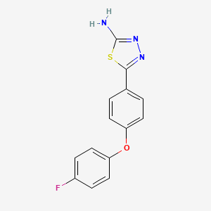 molecular formula C14H10FN3OS B8073682 5-[4-(4-Fluorophenoxy)phenyl]-1,3,4-thiadiazol-2-amine 