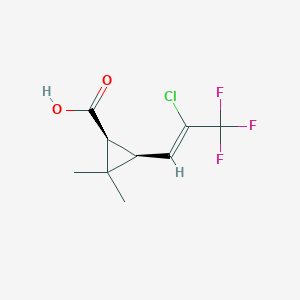 molecular formula C9H10ClF3O2 B8073726 Cyclopropanecarboxylic acid, 3-(2-chloro-3,3,3-trifluoro-1-propenyl)-2,2-dimethyl-, [1a,3a(Z)]- 
