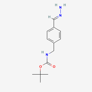 molecular formula C13H19N3O2 B8073779 tert-butyl N-[[4-[(E)-hydrazinylidenemethyl]phenyl]methyl]carbamate 
