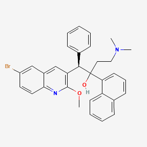molecular formula C32H31BrN2O2 B8073811 (1R)-1-(6-bromo-2-methoxyquinolin-3-yl)-4-(dimethylamino)-2-naphthalen-1-yl-1-phenylbutan-2-ol 