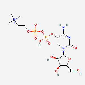 (2-{[({4-amino-1-[(2R,3R,4S,5R)-3,4-dihydroxy-5-(hydroxymethyl)oxolan-2-yl]-2-oxo-1,2-dihydropyrimidin-5-yl}oxy)(hydroxy)phosphoryl phosphonato]oxy}ethyl)trimethylazanium