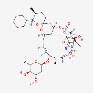 molecular formula C43H63NO11 B8073879 (1R,4S,5'S,6R,6'S,8R,10Z,12S,13S,14Z,16Z,20R,21E,24S)-6'-cyclohexyl-24-hydroxy-21-hydroxyimino-12-[(2R,4S,5S,6S)-5-hydroxy-4-methoxy-6-methyloxan-2-yl]oxy-5',11,13,22-tetramethylspiro[3,7,19-trioxatetracyclo[15.6.1.14,8.020,24]pentacosa-10,14,16,22-tetraene-6,2'-oxane]-2-one 