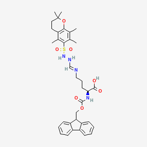 molecular formula C35H42N4O7S B8073917 (S,E)-2-((((9H-Fluoren-9-yl)methoxy)carbonyl)amino)-5-(N'-((2,2,5,7,8-pentamethylchroman-6-yl)sulfonyl)formohydrazonamido)pentanoic acid 
