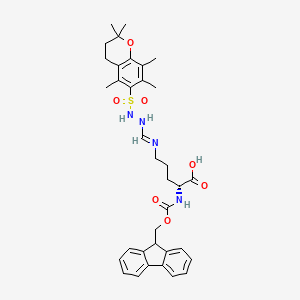 molecular formula C35H42N4O7S B8073939 (2R)-2-(9H-fluoren-9-ylmethoxycarbonylamino)-5-[[2-[(2,2,5,7,8-pentamethyl-3,4-dihydrochromen-6-yl)sulfonyl]hydrazinyl]methylideneamino]pentanoic acid 