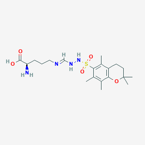 molecular formula C20H32N4O5S B8073990 (2R)-2-amino-5-[[2-[(2,2,5,7,8-pentamethyl-3,4-dihydrochromen-6-yl)sulfonyl]hydrazinyl]methylideneamino]pentanoic acid 