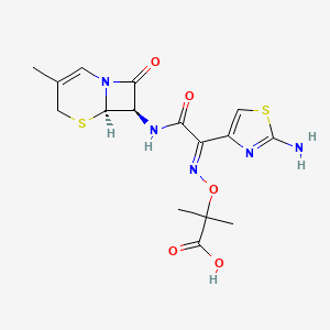 molecular formula C16H19N5O5S2 B8074020 2-[(E)-[1-(2-amino-1,3-thiazol-4-yl)-2-[[(6R,7R)-3-methyl-8-oxo-5-thia-1-azabicyclo[4.2.0]oct-2-en-7-yl]amino]-2-oxoethylidene]amino]oxy-2-methylpropanoic acid 