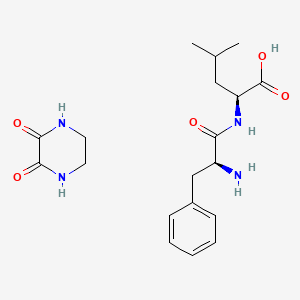 molecular formula C19H28N4O5 B8074027 (2S)-2-[[(2S)-2-amino-3-phenylpropanoyl]amino]-4-methylpentanoic acid;piperazine-2,3-dione 