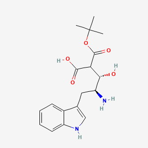molecular formula C18H24N2O5 B8074058 (3S,4S)-4-amino-3-hydroxy-5-(1H-indol-3-yl)-2-[(2-methylpropan-2-yl)oxycarbonyl]pentanoic acid 
