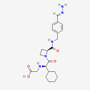 molecular formula C22H31N5O4 B8074067 2-[[(1R)-1-cyclohexyl-2-[(2S)-2-[[4-[(E)-hydrazinylidenemethyl]phenyl]methylcarbamoyl]azetidin-1-yl]-2-oxoethyl]amino]acetic acid 