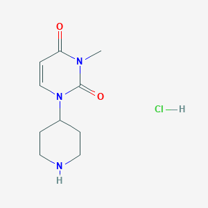 molecular formula C10H16ClN3O2 B8074079 3-Methyl-1-(piperidin-4-yl)pyrimidine-2,4(1H,3H)-dione hydrochloride 