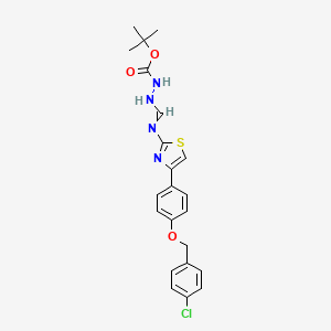 molecular formula C22H23ClN4O3S B8074085 tert-butyl N-[[4-[4-[(4-chlorophenyl)methoxy]phenyl]-1,3-thiazol-2-yl]iminomethylamino]carbamate 