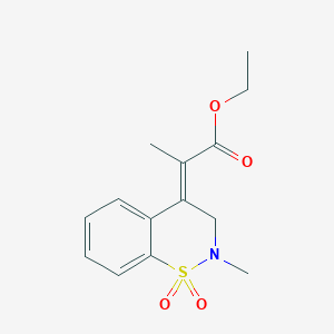 molecular formula C14H17NO4S B8074125 ethyl (2Z)-2-(2-methyl-1,1-dioxo-3H-1lambda6,2-benzothiazin-4-ylidene)propanoate 