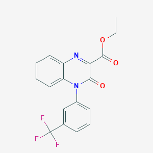 molecular formula C18H13F3N2O3 B8074129 Ethyl 3-oxo-4-[3-(trifluoromethyl)phenyl]quinoxaline-2-carboxylate 