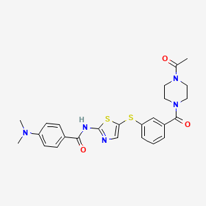 molecular formula C25H27N5O3S2 B8074161 N-(5-(3-(1-acetylpiperazine-4-carbonyl)phenylthio)thiazol-2-yl)-4-(dimethylamino)benzamide 