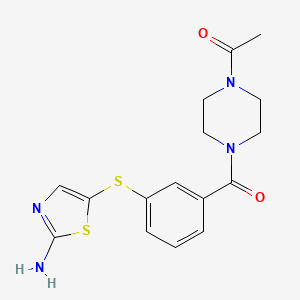 1-[4-[3-[(2-Amino-1,3-thiazol-5-yl)sulfanyl]benzoyl]piperazin-1-yl]ethanone