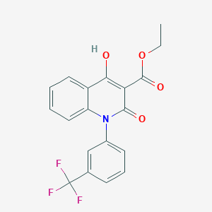 molecular formula C19H14F3NO4 B8074197 Ethyl 4-hydroxy-2-oxo-1-[3-(trifluoromethyl)phenyl]quinoline-3-carboxylate 