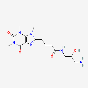 molecular formula C15H24N6O4 B8074219 N-(3-amino-2-hydroxypropyl)-4-(1,3,9-trimethyl-2,6-dioxopurin-8-yl)butanamide 