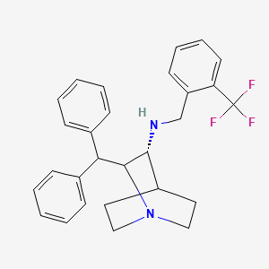 molecular formula C28H29F3N2 B8074220 (3R)-2-benzhydryl-N-[[2-(trifluoromethyl)phenyl]methyl]-1-azabicyclo[2.2.2]octan-3-amine 