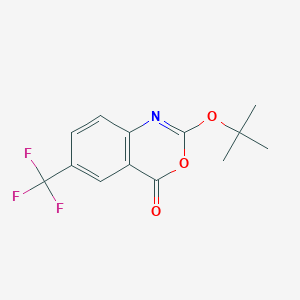 molecular formula C13H12F3NO3 B8074254 2-[(2-Methylpropan-2-yl)oxy]-6-(trifluoromethyl)-3,1-benzoxazin-4-one 