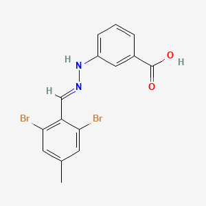 3-[(2E)-2-[(2,6-dibromo-4-methylphenyl)methylidene]hydrazinyl]benzoic acid