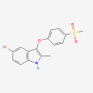 molecular formula C16H14BrNO3S B8074348 5-bromo-2-methyl-3-(4-methylsulfonylphenoxy)-1H-indole 