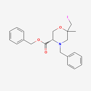 molecular formula C21H24INO3 B8074375 benzyl (3S)-4-benzyl-6-(iodomethyl)-6-methylmorpholine-3-carboxylate 