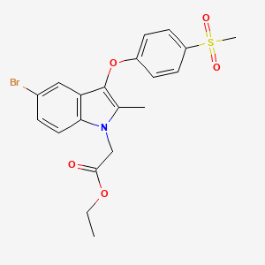 molecular formula C20H20BrNO5S B8074376 Ethyl 2-[5-bromo-2-methyl-3-(4-methylsulfonylphenoxy)indol-1-yl]acetate 