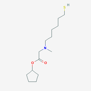 molecular formula C14H27NO2S B8074393 Cyclopentyl 2-[methyl(6-sulfanylhexyl)amino]acetate 