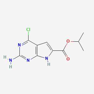 molecular formula C10H11ClN4O2 B8074424 isopropyl 2-amino-4-chloro-7H-pyrrolo[2,3-d]pyrimidine-6-carboxylate 