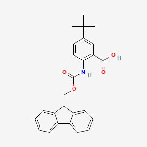 molecular formula C26H25NO4 B8074431 5-tert-Butyl-2-(9H-fluoren-9-ylmethoxycarbonylamino)-benzoic acid 