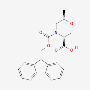 molecular formula C21H21NO5 B8074555 (3S,6R)-4-{[(9H-fluoren-9-yl)methoxy]carbonyl}-6-methylmorpholine-3-carboxylic acid 